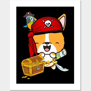 Funny corgi is a pirate Posters and Art